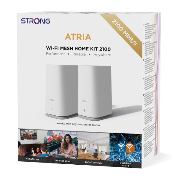 STRONG WiFi Mesh Home Kit ATRIA 2100, 2100Mbps Dual Band, 2τμχ STRONG WiFi Mesh Home Kit ATRIA 2100, 2100Mbps Dual Band, 2τμχ
