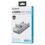 ORICO hub με κλιπ MH4PU-SV-BP, 4 ports, USB 3.0, ασημί