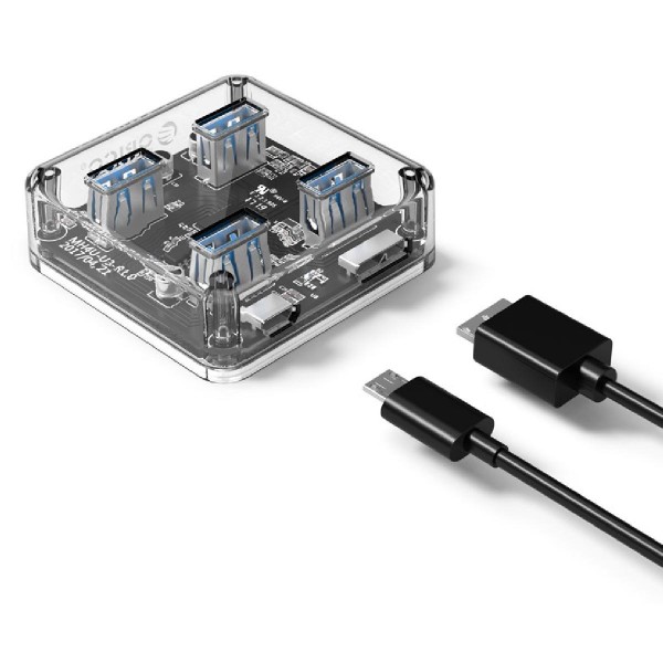 ORICO USB 3.0 Hub MH4U-U3, 4x USB3.0, 5Gbps, διάφανο