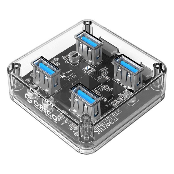 ORICO USB 3.0 Hub MH4U-U3, 4x USB3.0, 5Gbps, διάφανο