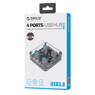 ORICO USB 3.0 Hub MH4U-U3, 4x USB3.0, 5Gbps, διάφανο ORICO USB 3.0 Hub MH4U-U3, 4x USB3.0, 5Gbps, διάφανο
