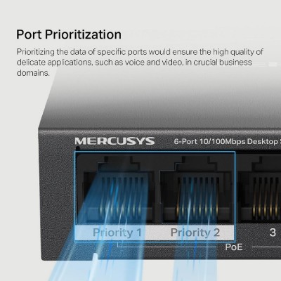 MERCUSYS Desktop Switch MS106LP, 6x 10/100 Mbps, PoE+, Ver. 1.0 MERCUSYS Desktop Switch MS106LP, 6x 10/100 Mbps, PoE+, Ver. 1.0