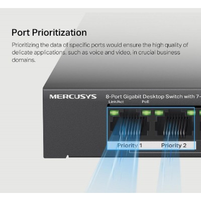 MERCUSYS Desktop Switch MS108GP, 8x 10/100/1000 Mbps, PoE+, Ver. 1.0 MERCUSYS Desktop Switch MS108GP, 8x 10/100/1000 Mbps, PoE+, Ver. 1.0