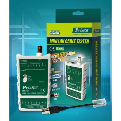 PROSKIT tester καλωδίων δικτύου MT-7031 για RJ45/11/12/22 & BNC PROSKIT tester καλωδίων δικτύου MT-7031 για RJ45/11/12/22 & BNC