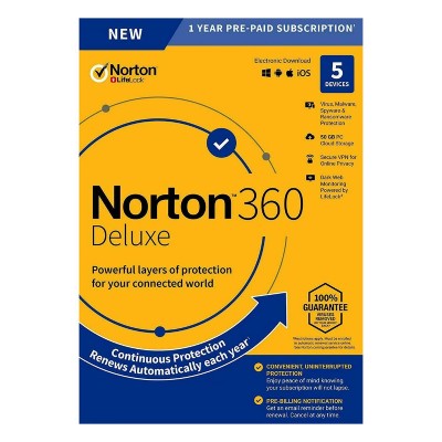 NORTON Antivirus 360 Deluxe ESD, 5 συσκευές, 50GB cloud, 1 έτος NORTON Antivirus 360 Deluxe ESD, 5 συσκευές, 50GB cloud, 1 έτος