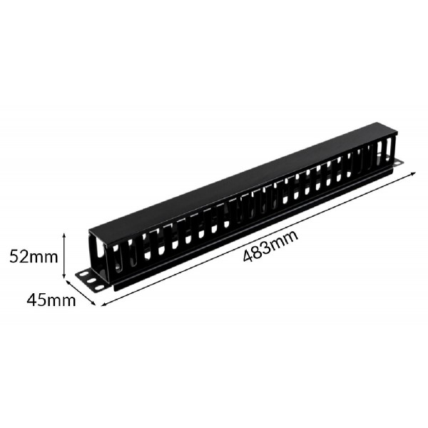 POWERTECH cable management NETW-0029 για rack 19"/1U, πλαστικό, μαύρο