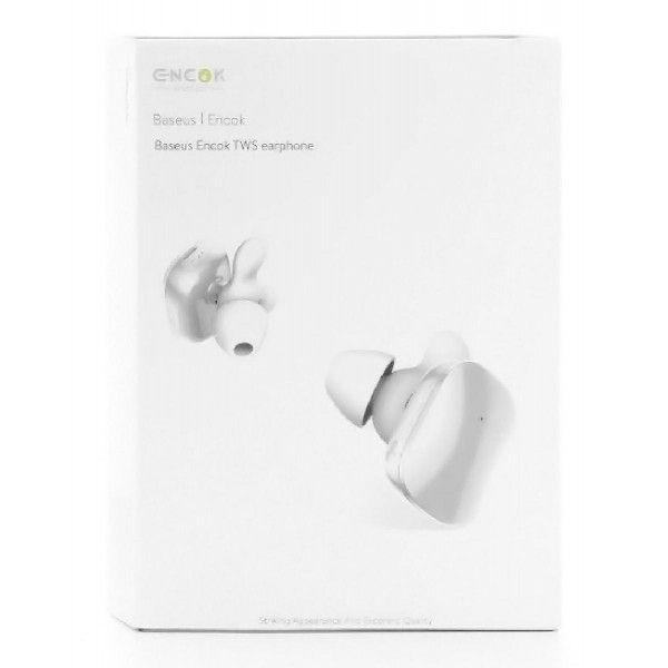 BASEUS earphones Encok W02 NGW02-02, true wireless, λευκά