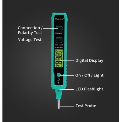 PROSKIT ανιχνευτής τάσης NT-320, 12V έως 300V, επαφής PROSKIT ανιχνευτής τάσης NT-320, 12V έως 300V, επαφής