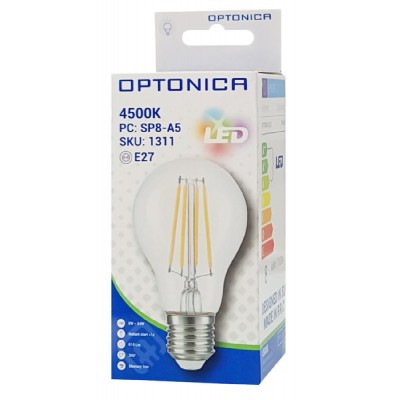 OPTONICA LED Λάμπα A60 Filament 1311, 8W, 4500K, E27, 810LM OPTONICA LED Λάμπα A60 Filament 1311, 8W, 4500K, E27, 810LM