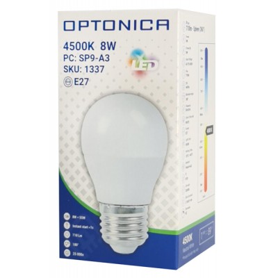 OPTONICA LED λάμπα G45 1337, 8W, 4500K, E27, 710lm OPTONICA LED λάμπα G45 1337, 8W, 4500K, E27, 710lm