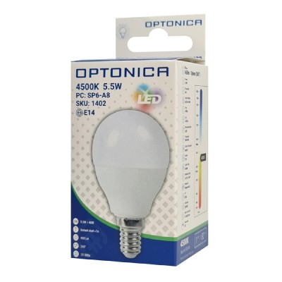 OPTONICA LED λάμπα G45 1402, 5.5W, 4500K, E14, 450lm OPTONICA LED λάμπα G45 1402, 5.5W, 4500K, E14, 450lm