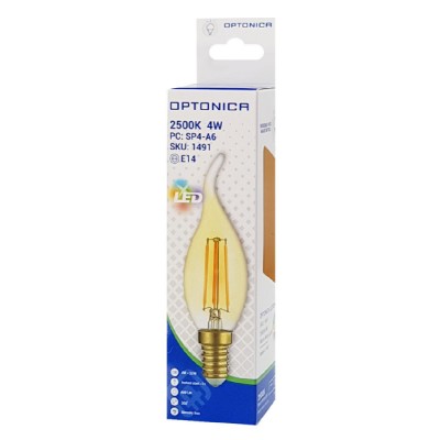 OPTONICA LED Λάμπα Candle T35 Filament 1491, 4W, 2500K, E14, 400LM OPTONICA LED Λάμπα Candle T35 Filament 1491, 4W, 2500K, E14, 400LM