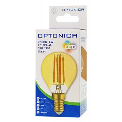 OPTONICA LED Λάμπα G45 Filament 1492, 4W, 2500K, E14, 400LM OPTONICA LED Λάμπα G45 Filament 1492, 4W, 2500K, E14, 400LM