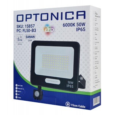 OPTONICA LED προβολέας 15857 με αισθητήρα κίνησης, 50W, 6000K, IP65 OPTONICA LED προβολέας 15857 με αισθητήρα κίνησης, 50W, 6000K, IP65