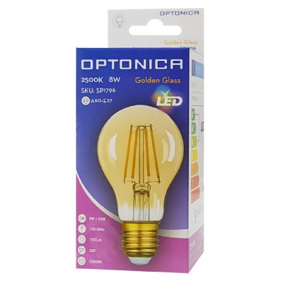 OPTONICA LED Λάμπα A60 Filament 1796, 8W, 2500K, E27, 700LM OPTONICA LED Λάμπα A60 Filament 1796, 8W, 2500K, E27, 700LM