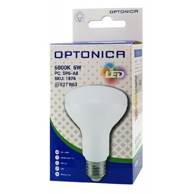 OPTONICA LED Λάμπα R63 1876, 6W, 6000K, E27, 480LM OPTONICA LED Λάμπα R63 1876, 6W, 6000K, E27, 480LM
