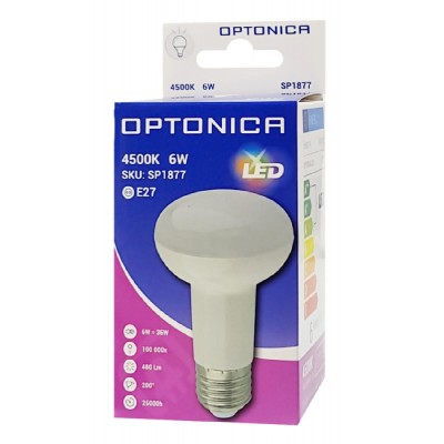 OPTONICA LED Λάμπα R63 1877, 6W, 4500K, E27, 480LM OPTONICA LED Λάμπα R63 1877, 6W, 4500K, E27, 480LM