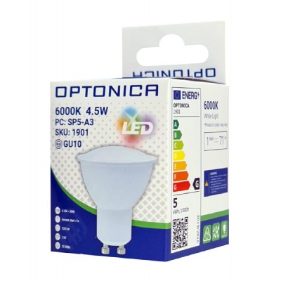 OPTONICA LED λάμπα spot 1901, 4.5W, 6000K, GU10, 320lm OPTONICA LED λάμπα spot 1901, 4.5W, 6000K, GU10, 320lm