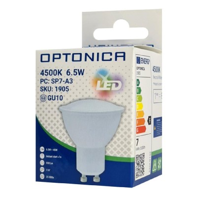 OPTONICA LED λάμπα spot 1905, 6.5W, 4500K, GU10, 550lm OPTONICA LED λάμπα spot 1905, 6.5W, 4500K, GU10, 550lm