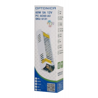 OPTONICA τροφοδοτικό LED καλωδιοταινίας 6131, 60W, 12V/5A OPTONICA τροφοδοτικό LED καλωδιοταινίας 6131, 60W, 12V/5A