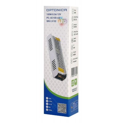 OPTONICA τροφοδοτικό LED καλωδιοταινίας 6132, 100W, 12V/8.5A OPTONICA τροφοδοτικό LED καλωδιοταινίας 6132, 100W, 12V/8.5A