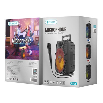 CELEBRAT φορητό ηχείο OS-06 με μικρόφωνο, 5W, 1200mAh, Bluetooth, μαύρο CELEBRAT φορητό ηχείο OS-06 με μικρόφωνο, 5W, 1200mAh, Bluetooth, μαύρο