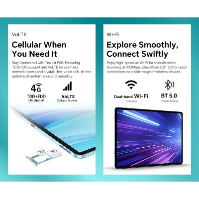 TECLAST tablet P50, 11", 6/128GB, 4G, Android 14, 8000mAh, μπλε TECLAST tablet P50, 11", 6/128GB, 4G, Android 14, 8000mAh, μπλε