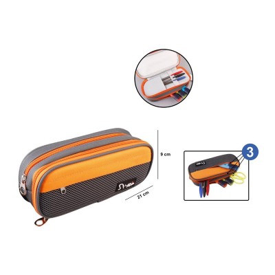 MP υφασμάτινη κασετίνα PA1022-05, 3 θέσεων, γκρι-πορτοκαλί MP υφασμάτινη κασετίνα PA1022-05, 3 θέσεων, γκρι-πορτοκαλί