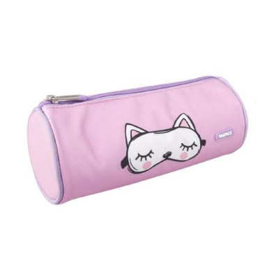 MP υφασμάτινη κασετίνα PA1025-01, κυλινδρική, ροζ MP υφασμάτινη κασετίνα PA1025-01, κυλινδρική, ροζ