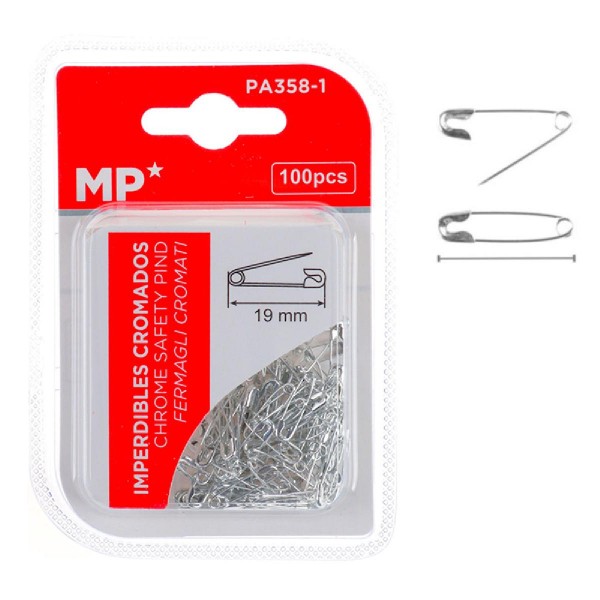 MP παραμάνες PA358-1, μεταλλικές, 19mm, ασημί, 100τμχ MP παραμάνες PA358-1, μεταλλικές, 19mm, ασημί, 100τμχ