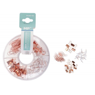 MP σετ γραφείου PA360-05 με συνδετήρες, κλιπ & πινέζες, ροζ χρυσό MP σετ γραφείου PA360-05 με συνδετήρες, κλιπ & πινέζες, ροζ χρυσό