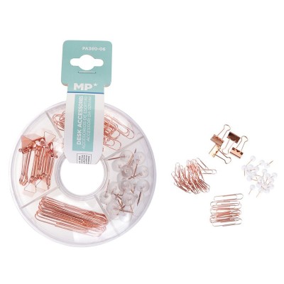 MP σετ γραφείου PA360-06 με συνδετήρες, κλιπ & πινέζες, ροζ χρυσό MP σετ γραφείου PA360-06 με συνδετήρες, κλιπ & πινέζες, ροζ χρυσό