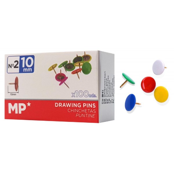 MP χρωματιστές πινέζες PA485C-S, μεταλλικές, 10mm, 100τμχ MP χρωματιστές πινέζες PA485C-S, μεταλλικές, 10mm, 100τμχ
