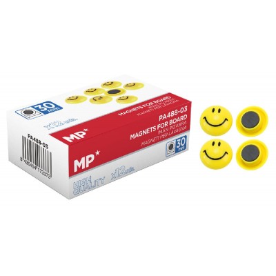 MP μαγνήτης smiley face PA488-03, 30mm, κίτρινος, 12τμχ MP μαγνήτης smiley face PA488-03, 30mm, κίτρινος, 12τμχ