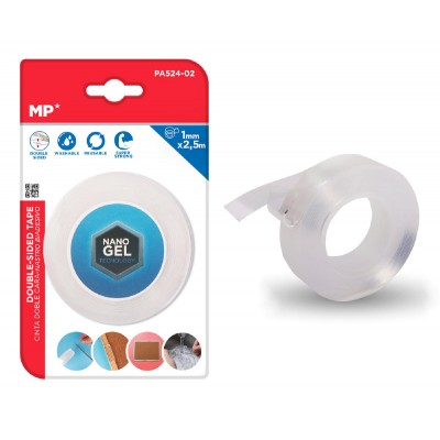 MP κολλητική ταινία διπλής όψεως PA524-02, nano gel, 19mm x 2.5m, διάφανη MP κολλητική ταινία διπλής όψεως PA524-02, nano gel, 19mm x 2.5m, διάφανη