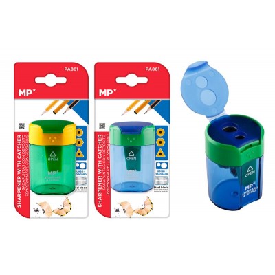 MP ξύστρα μολυβιών με κάδο PA834, 4x6cm, μπλε ή πράσινο, 1τμχ MP ξύστρα μολυβιών με κάδο PA834, 4x6cm, μπλε ή πράσινο, 1τμχ