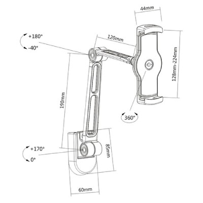 BRATECK επιτοίχια βάση PAD28-02 για tablet 4.7-12.9", μαύρη BRATECK επιτοίχια βάση PAD28-02 για tablet 4.7-12.9", μαύρη