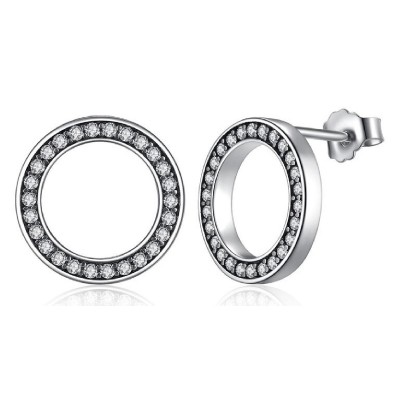 BAMOER σκουλαρίκια καρφωτά PAS437 σε σχέδιο κύκλου, ασήμι 925, ασημί BAMOER σκουλαρίκια καρφωτά PAS437 σε σχέδιο κύκλου, ασήμι 925, ασημί