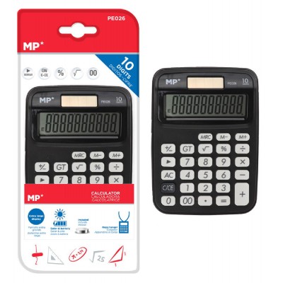 MP αριθμομηχανή PE026, ηλιακό & μπαταρίες, 10 ψηφία, μαύρη MP αριθμομηχανή PE026, ηλιακό & μπαταρίες, 10 ψηφία, μαύρη