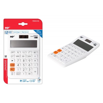 MP αριθμομηχανή PE032-01, ηλιακό & μπαταρίες, 12 ψηφία, λευκή MP αριθμομηχανή PE032-01, ηλιακό & μπαταρίες, 12 ψηφία, λευκή