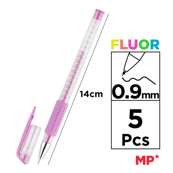 MP σετ στυλό fluorescent ballpoint PE124-5, 0.9mm, πολύχρωμα, 5τμχ MP σετ στυλό fluorescent ballpoint PE124-5, 0.9mm, πολύχρωμα, 5τμχ