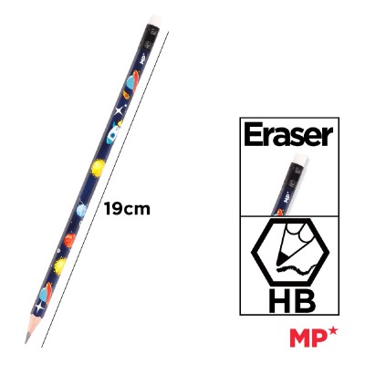 MP ξύλινα μολύβια Space Explore PE335-01 με γόμα, εξάγωνα, HB, 4τμχ MP ξύλινα μολύβια Space Explore PE335-01 με γόμα, εξάγωνα, HB, 4τμχ