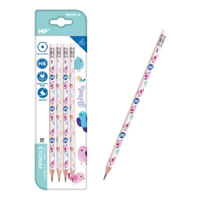 MP ξύλινα μολύβια Birds PE335-13 με γόμα, εξάγωνα, HB, 4τμχ MP ξύλινα μολύβια Birds PE335-13 με γόμα, εξάγωνα, HB, 4τμχ