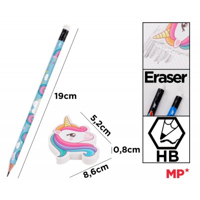 MP σετ ξύλινα μολύβια & γόμα Rainbow PE356-04, εξάγωνα, HB, 5τμχ MP σετ ξύλινα μολύβια & γόμα Rainbow PE356-04, εξάγωνα, HB, 5τμχ