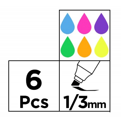 MP μαρκαδόροι υπογράμμισης PE519, διάφορα χρώματα, 1/3mm, 6τμχ MP μαρκαδόροι υπογράμμισης PE519, διάφορα χρώματα, 1/3mm, 6τμχ
