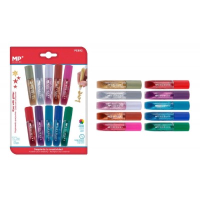 MP σετ χρωματιστές κόλλες με glitter PE892, 10τμχ MP σετ χρωματιστές κόλλες με glitter PE892, 10τμχ