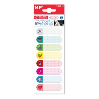 MP αυτοκόλλητες ετικέτες PN125-65, αδιάβροχες, 1.5x6cm, 8 σχέδια, 16τμχ MP αυτοκόλλητες ετικέτες PN125-65, αδιάβροχες, 1.5x6cm, 8 σχέδια, 16τμχ