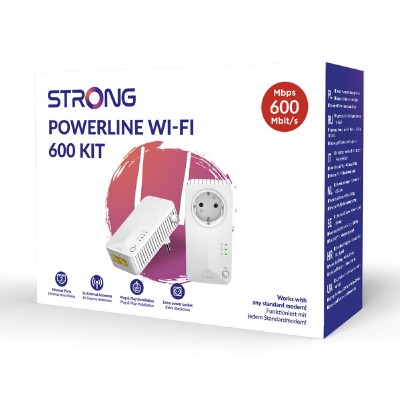 STRONG Powerline Kit POWERLWF600DUOEUV2, 600Mbps, 300Mbps WiFi, 2τμχ STRONG Powerline Kit POWERLWF600DUOEUV2, 600Mbps, 300Mbps WiFi, 2τμχ