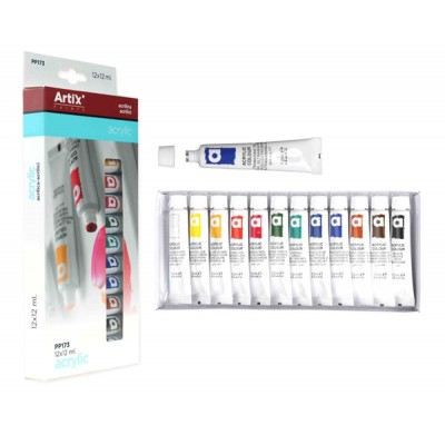 MP ακρυλικά χρώματα ακουαρέλας PP173, 12 χρώματα, 12x 12ml MP ακρυλικά χρώματα ακουαρέλας PP173, 12 χρώματα, 12x 12ml