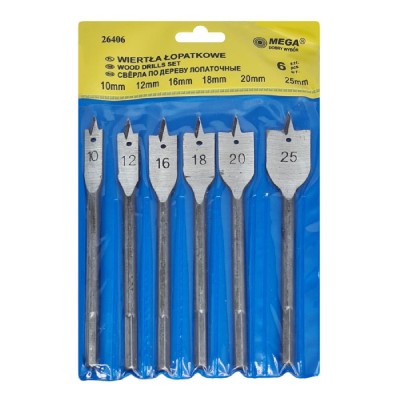 MEGA σετ τρυπάνια ξύλου φτερού 26406, 10-25mm, 6τμχ MEGA σετ τρυπάνια ξύλου φτερού 26406, 10-25mm, 6τμχ